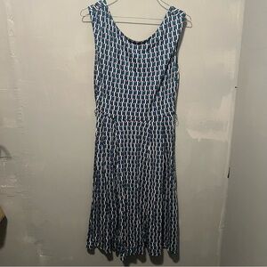 Boden Navy and White Geometric Midi Dress